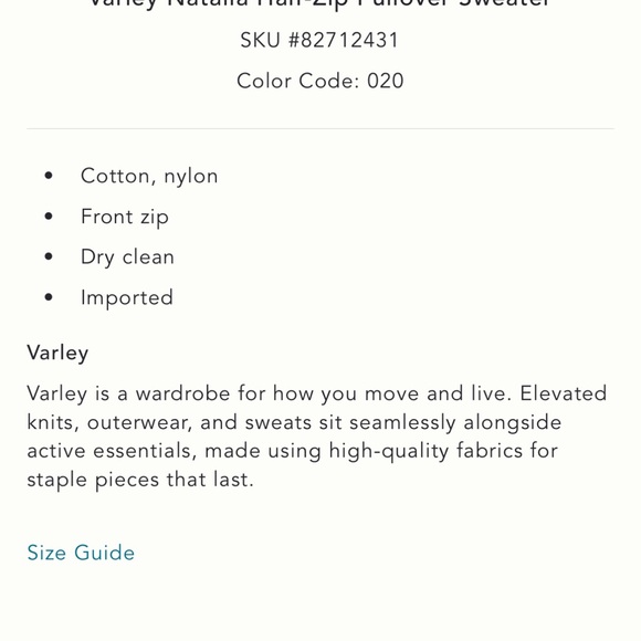 Varley Natalia 1/2 zip pullover brown xs - Picture 5 of 6